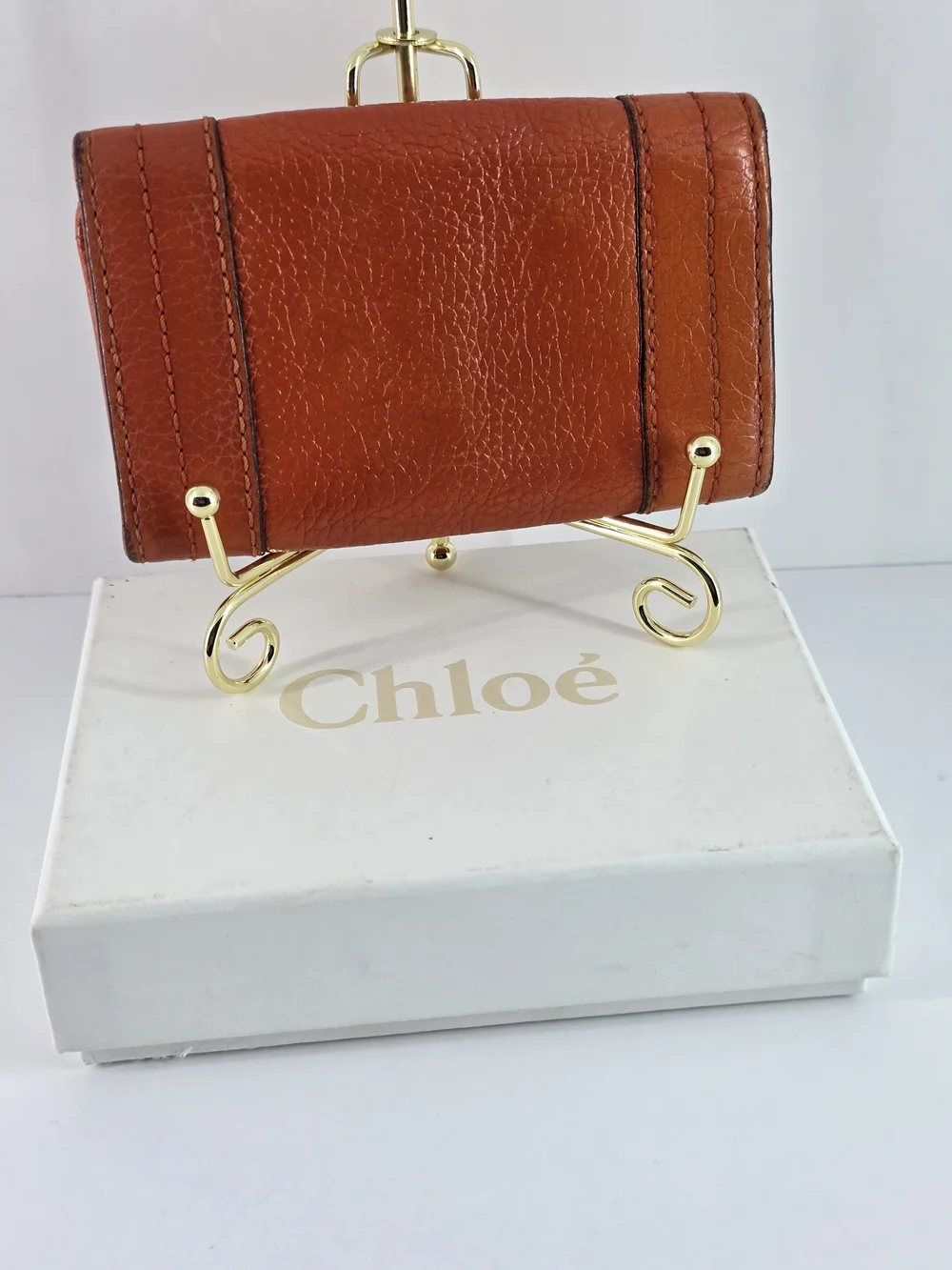 Chloe Orange Leather Keycase W/ Box